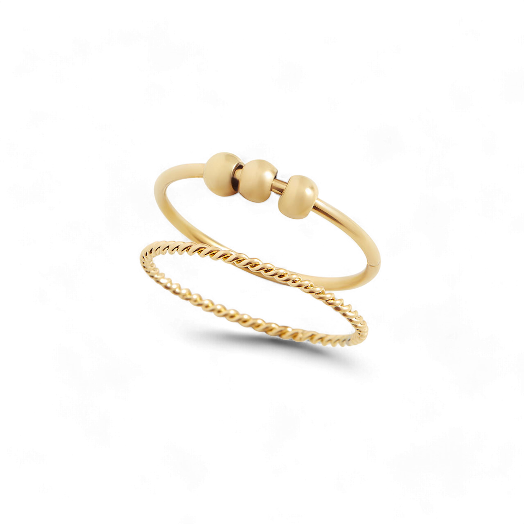 Dainty Stackable Beaded Fidget Ring Set – Mint & Lily