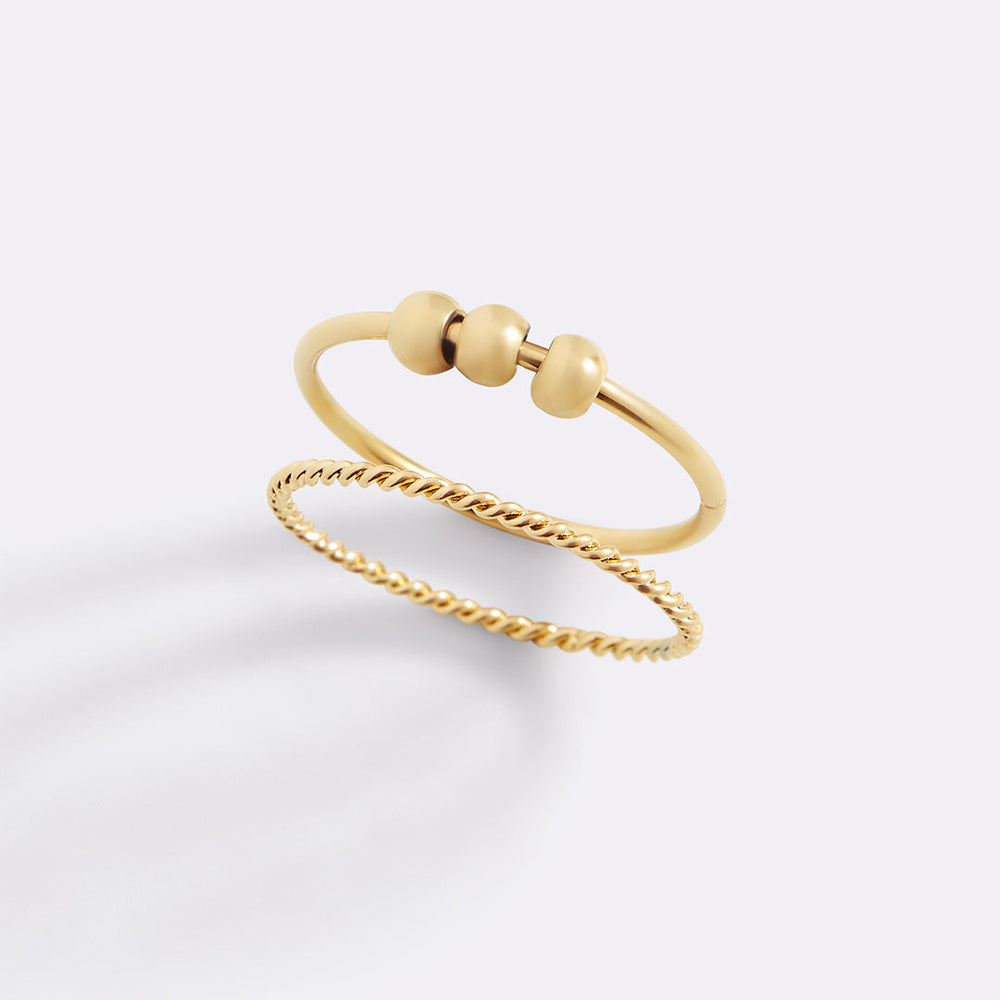 Dainty Stackable Beaded Fidget Ring Set – Mint & Lily
