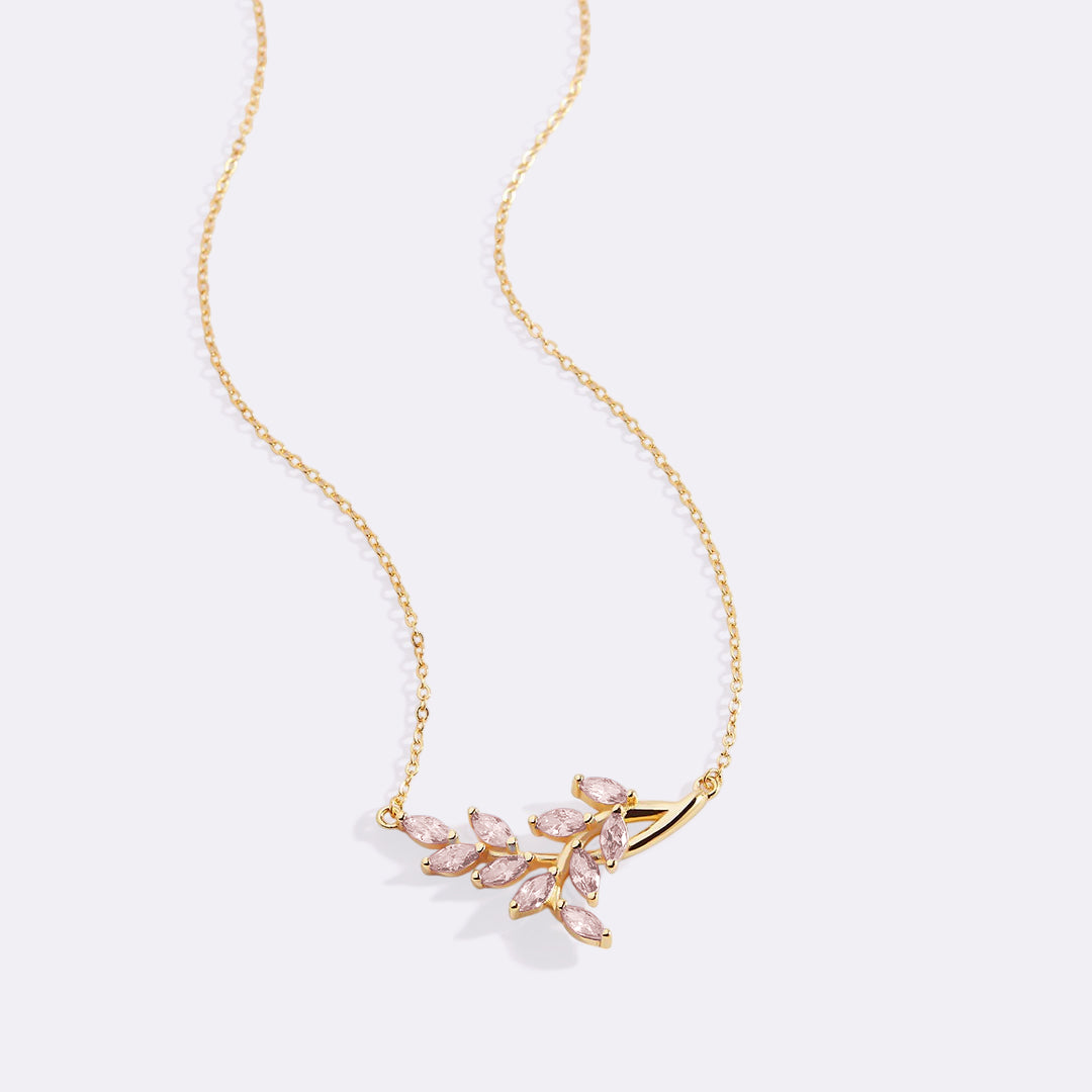 Birthstone Leaf Pendant Necklace – Mint & Lily