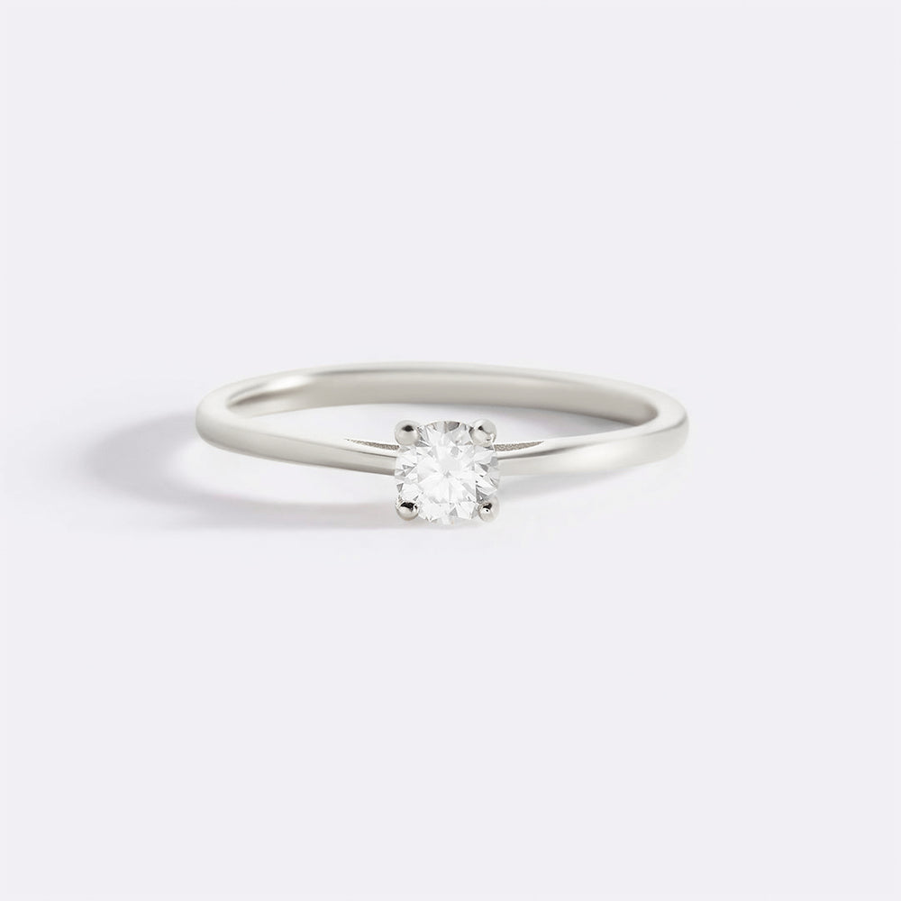 Solitaire Diamond Ring - 925 Sterling Silver / 5