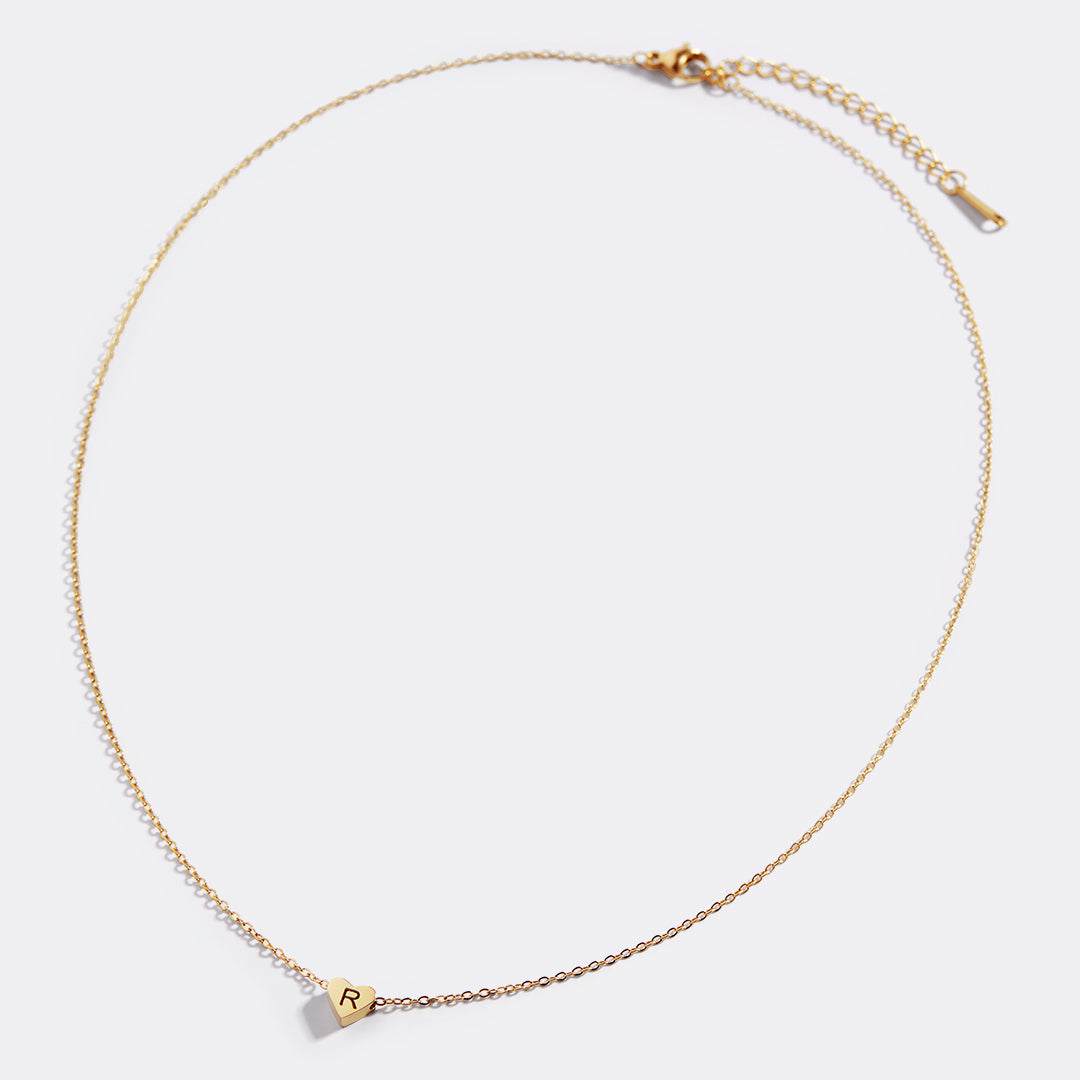 Dainty Heart Initial Necklace