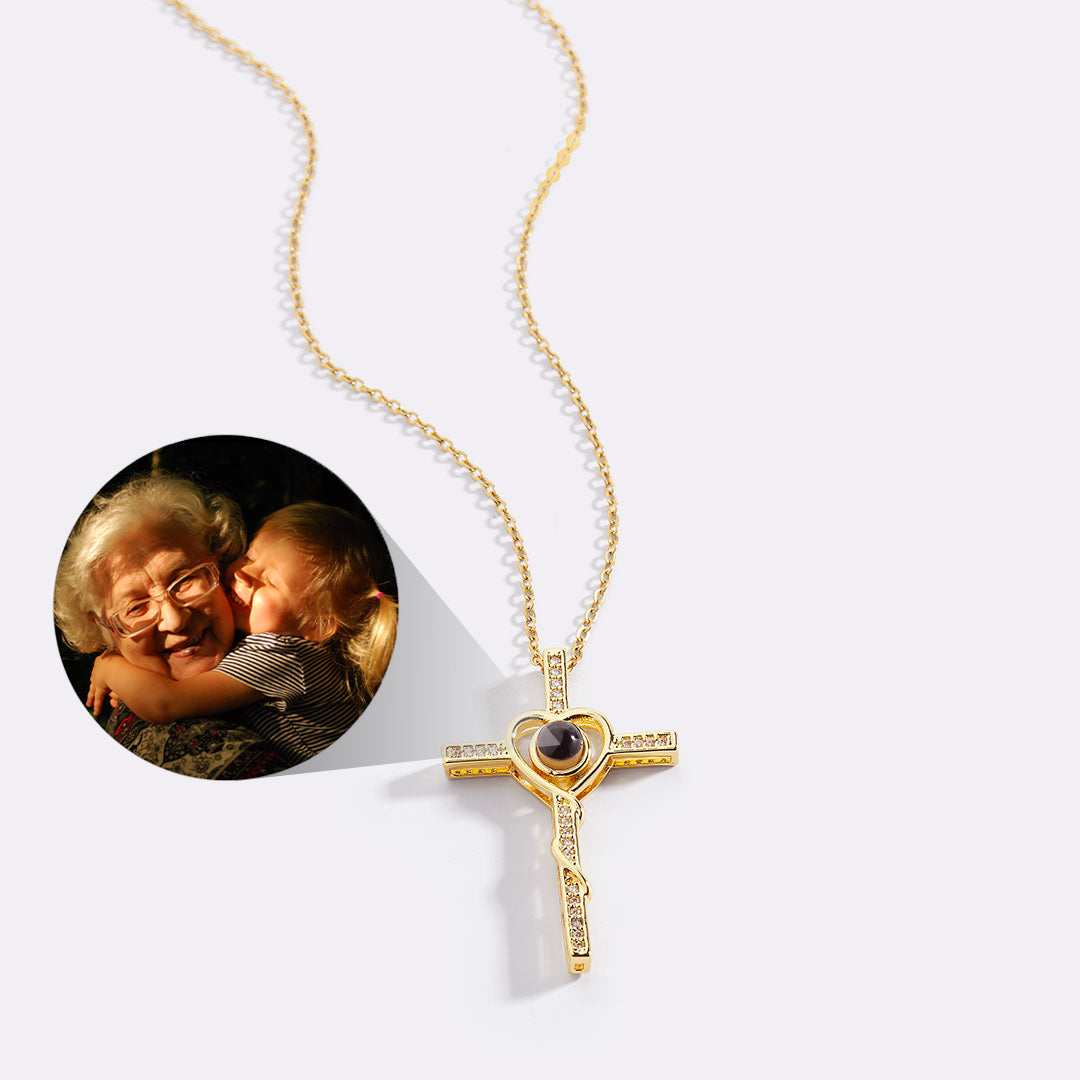 Heart Cross Photo Necklace