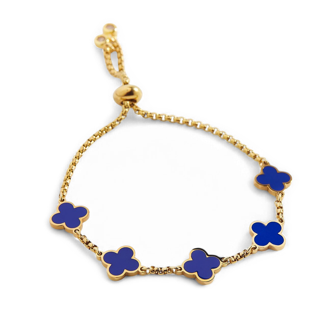 Navy Clover Enamel Bracelet