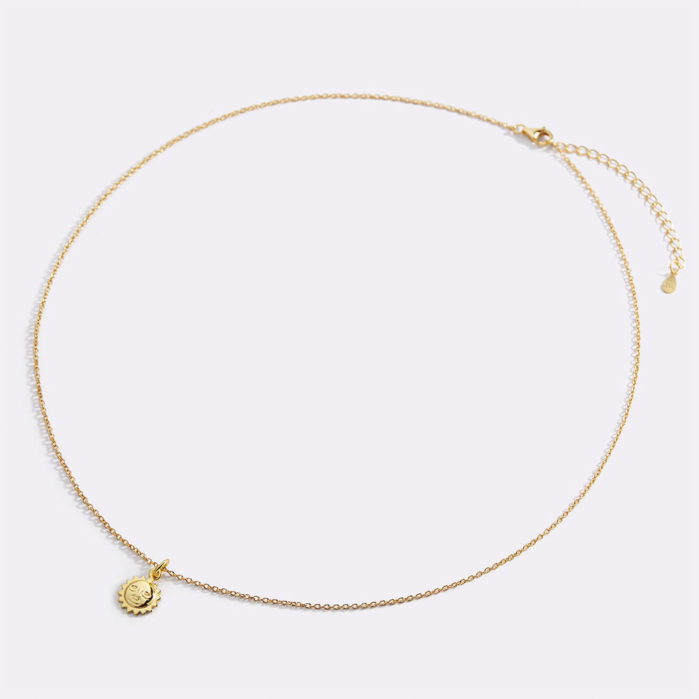 Sun Charm Pendant Necklace - 18k Gold Over Sterling Silver
