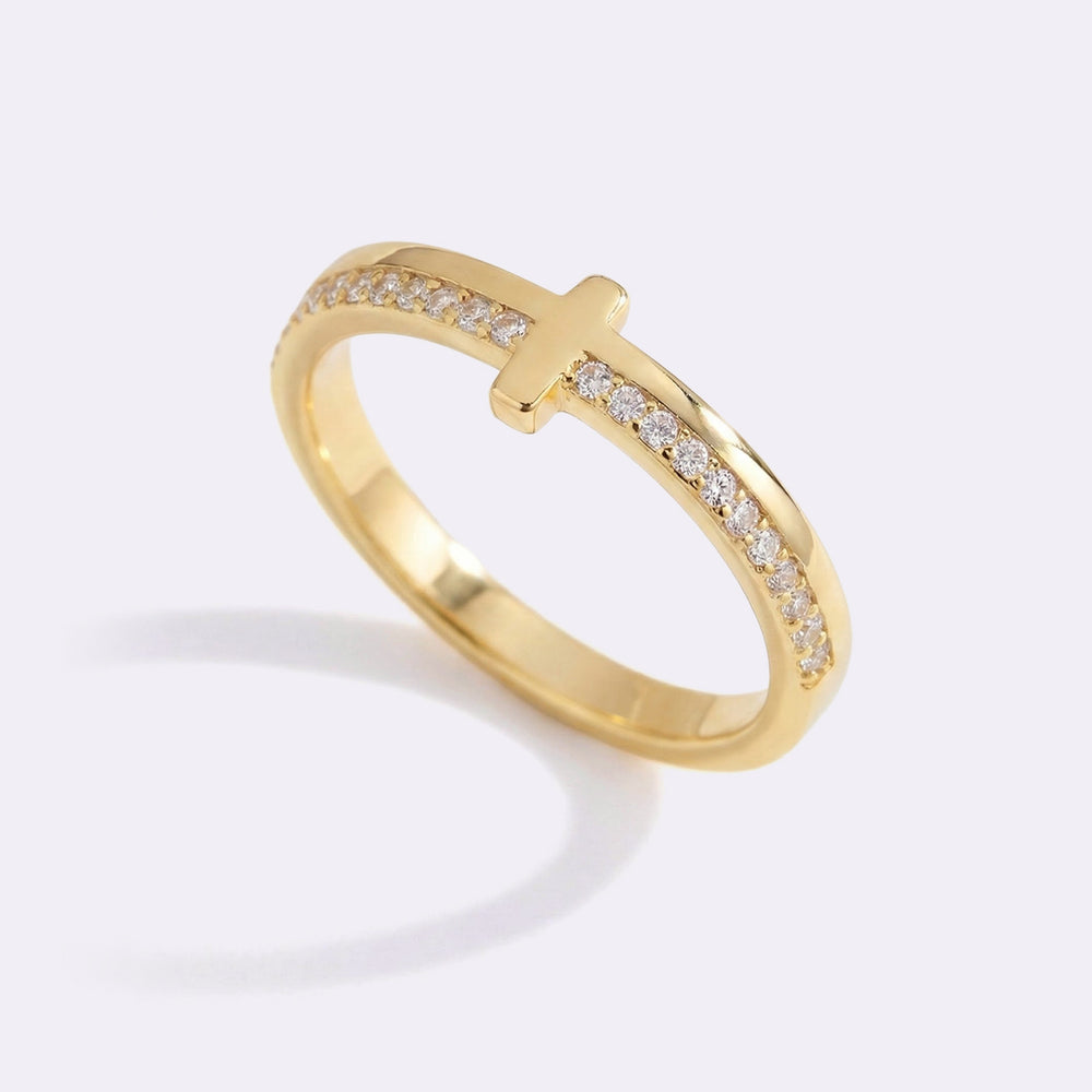 Let God Be In Control Golden Cross Ring