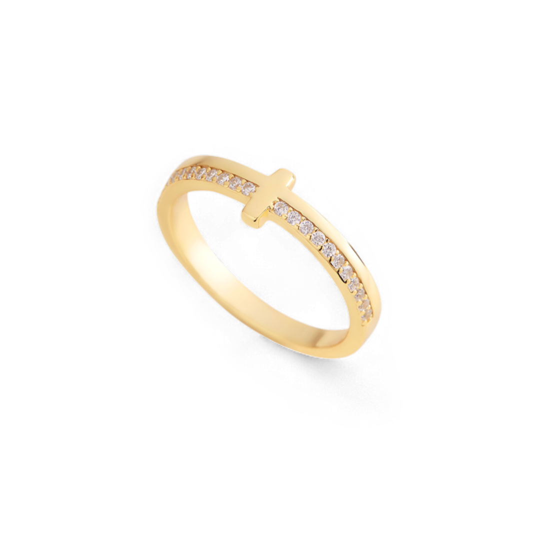 Let God Be In Control Golden Cross Ring