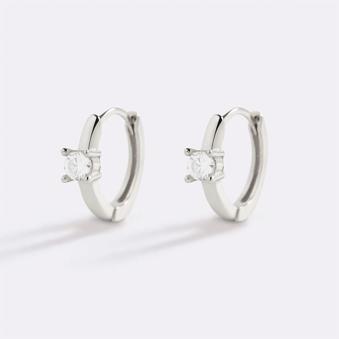 Dainty Single Stone Huggie Hoops – Mint & Lily