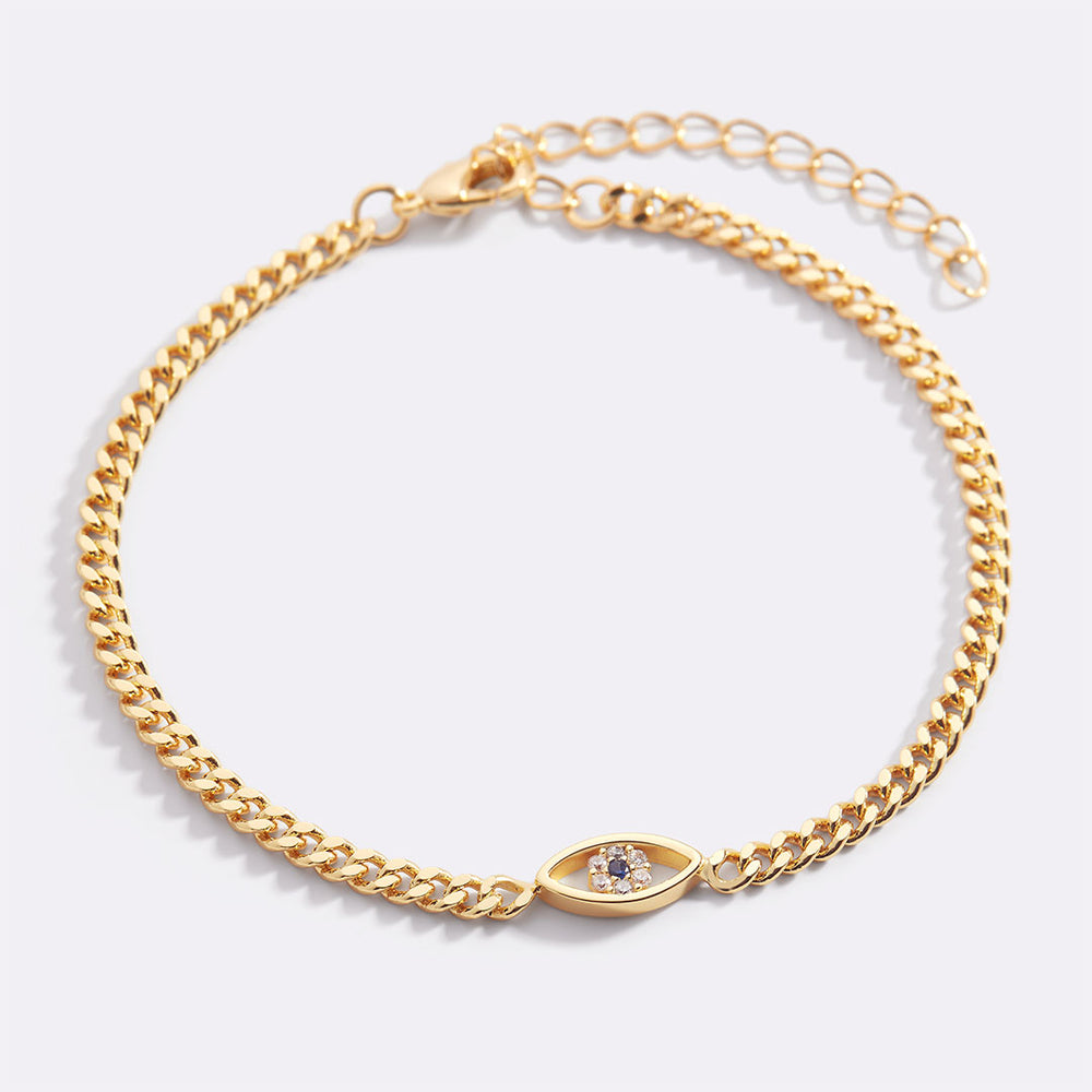 Sevda Evil Eye Chain Anklet | 18K Gold Plated Sevda Evil Eye Chain Anklet | 18K Gold Plated