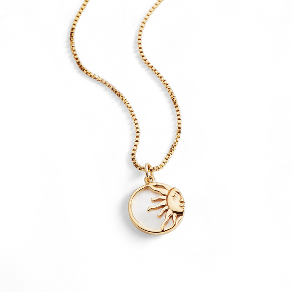 Enamel Sun Pendant Necklace – Mint & Lily