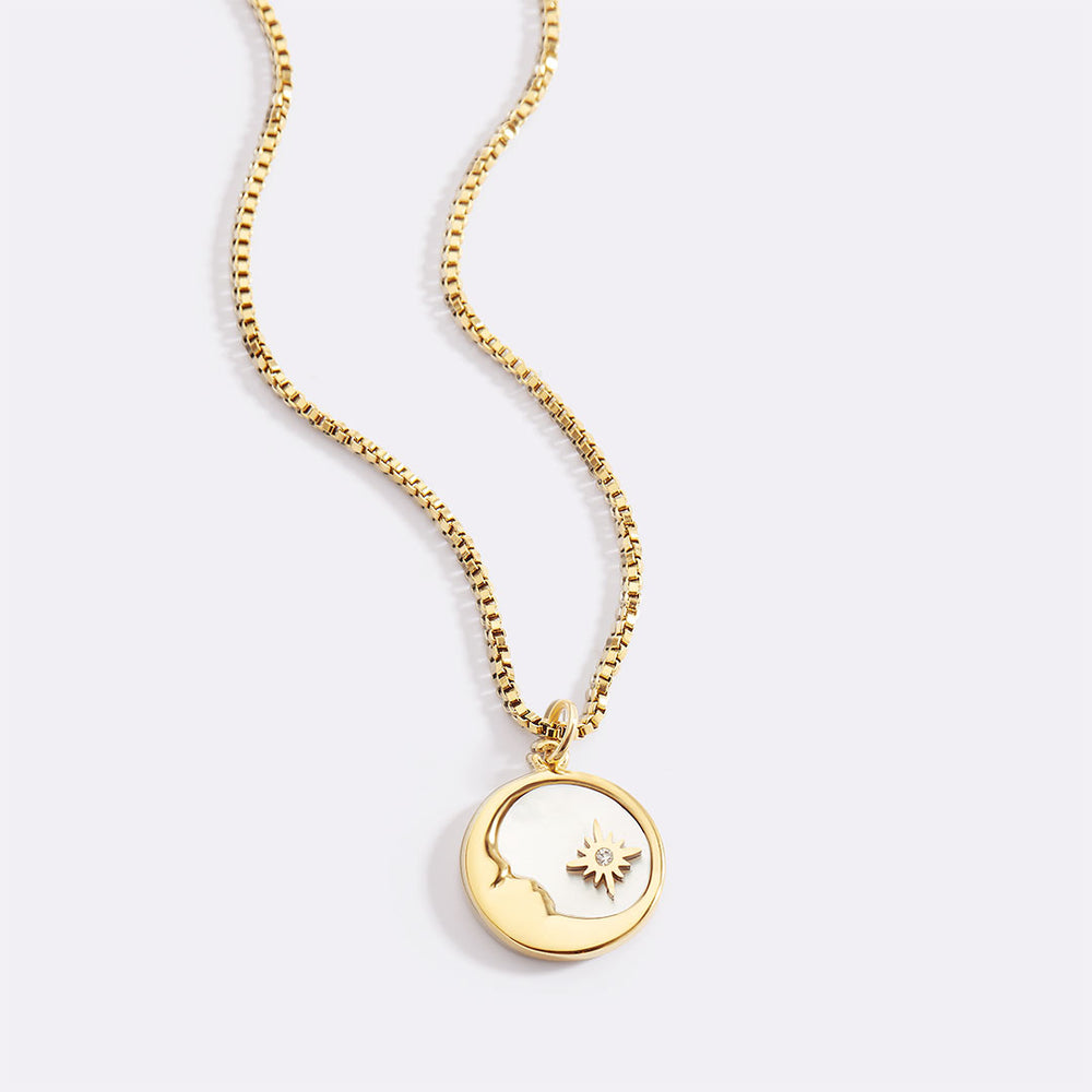 Mother of Pearl Moon Pendant Necklace – Mint Lily