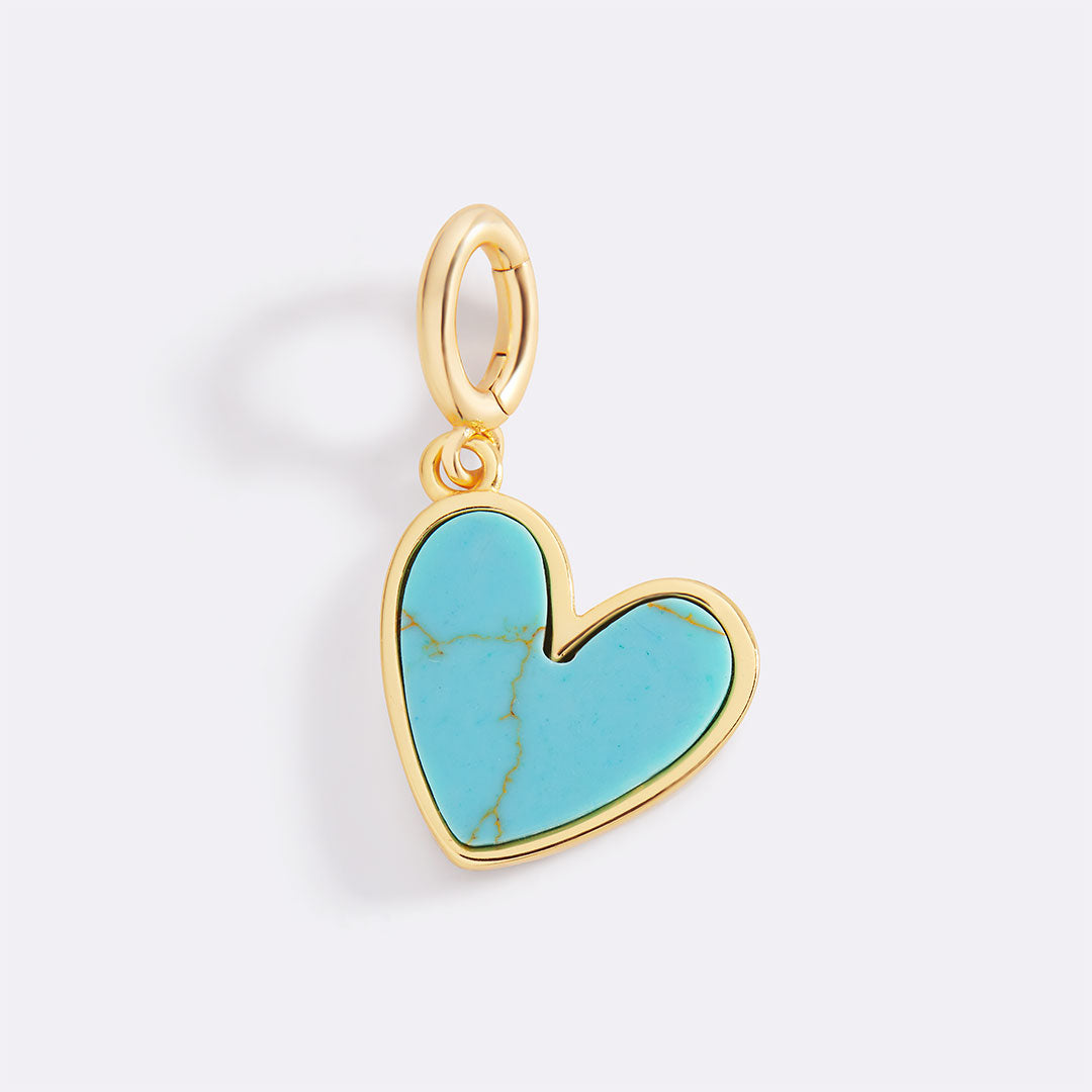 Natural Stone Heart Charm – Mint & Lily