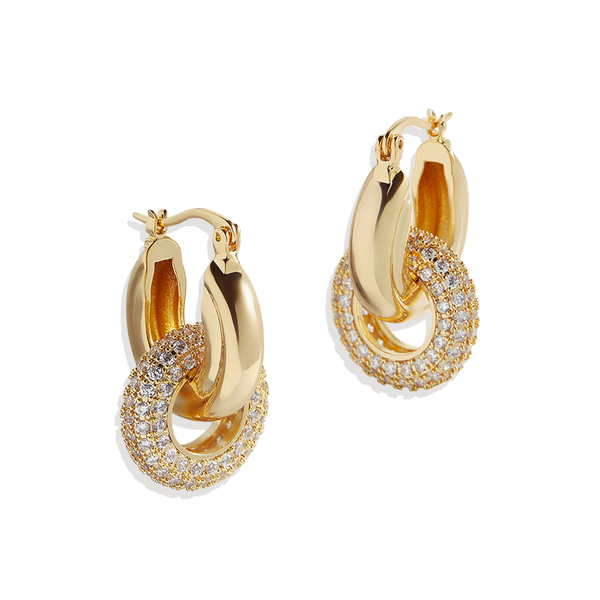 Pave Interlock Hoop Earrings – Mint & Lily