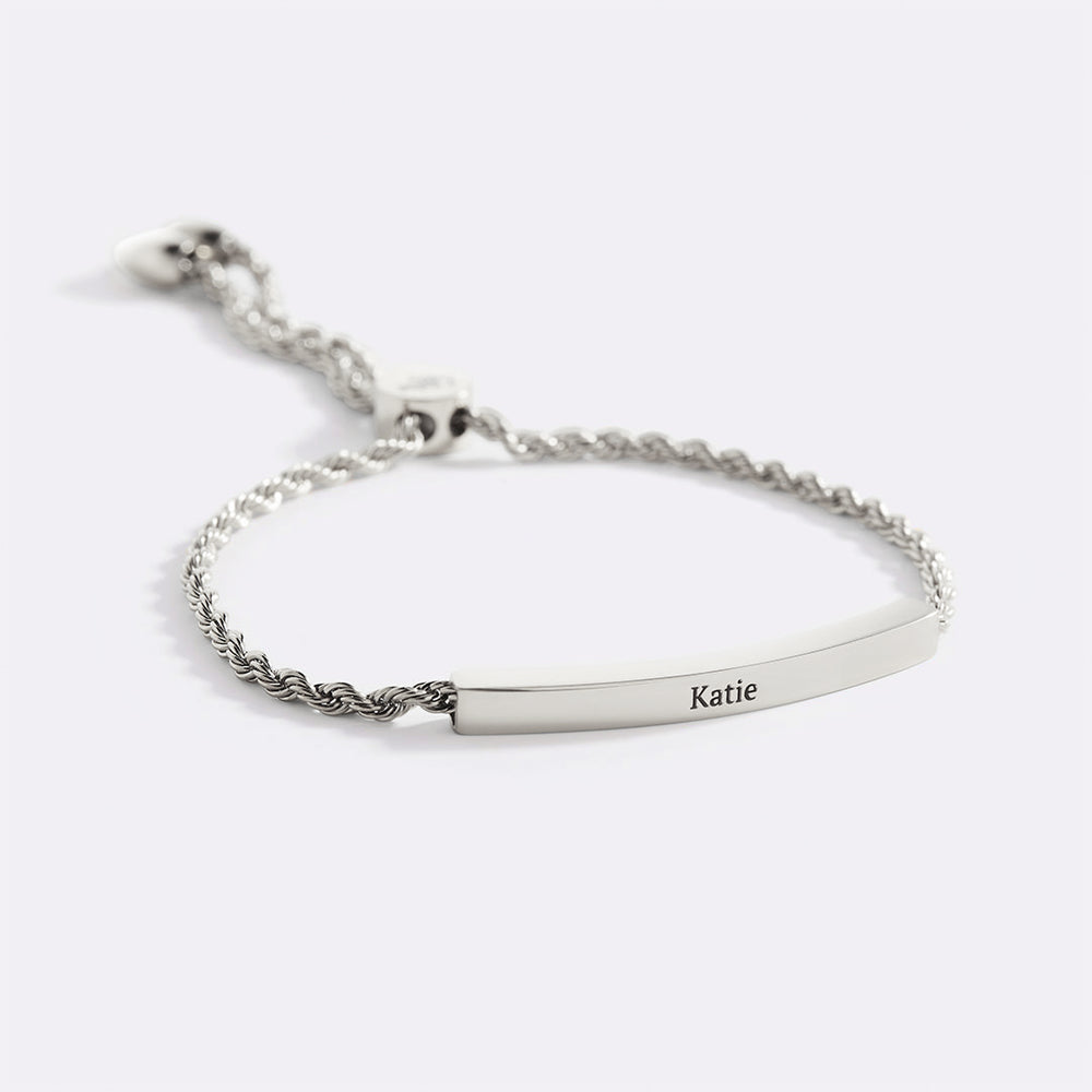 Personalized Bar Chain Bracelet - Silver