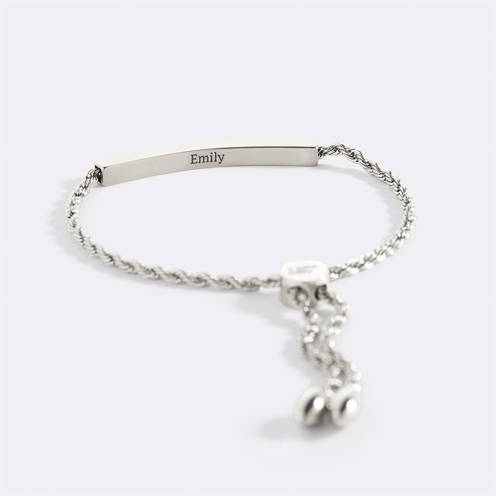 Personalized Bar Chain Bracelet - Silver