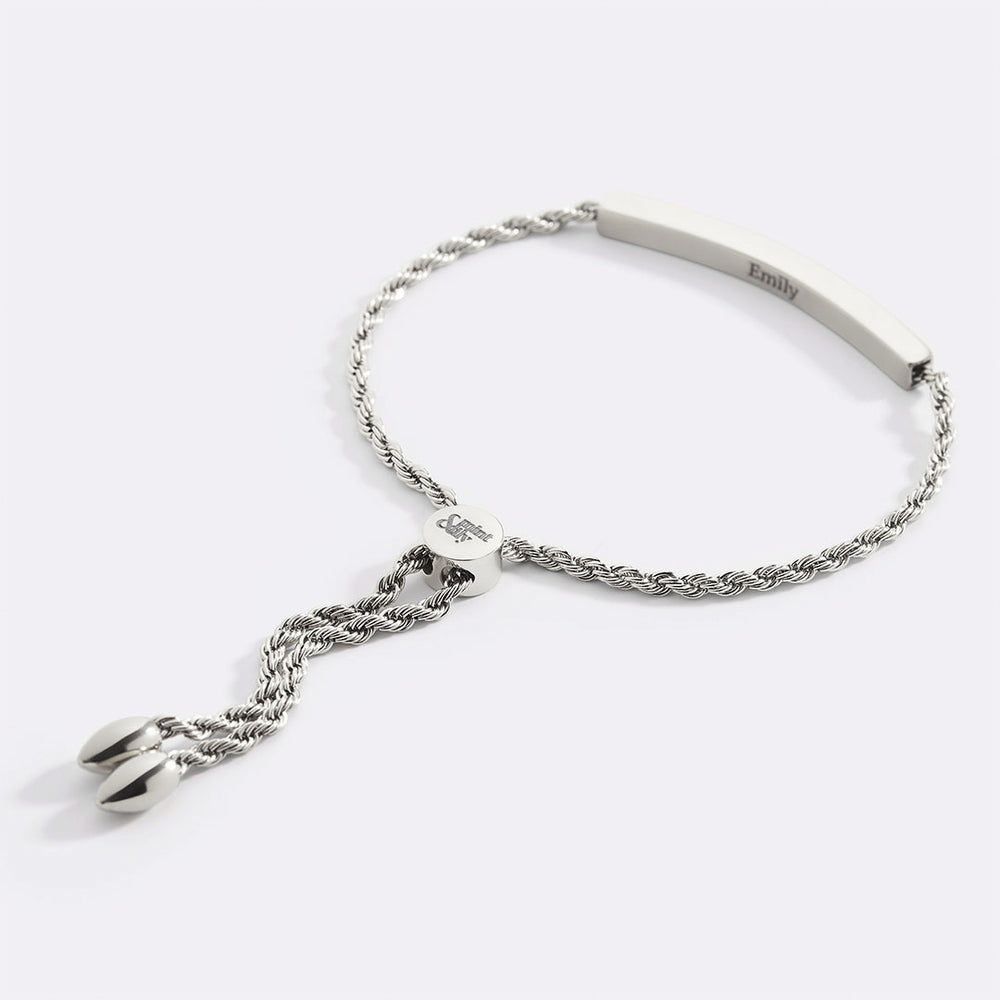 Personalized Bar Chain Bracelet - Silver