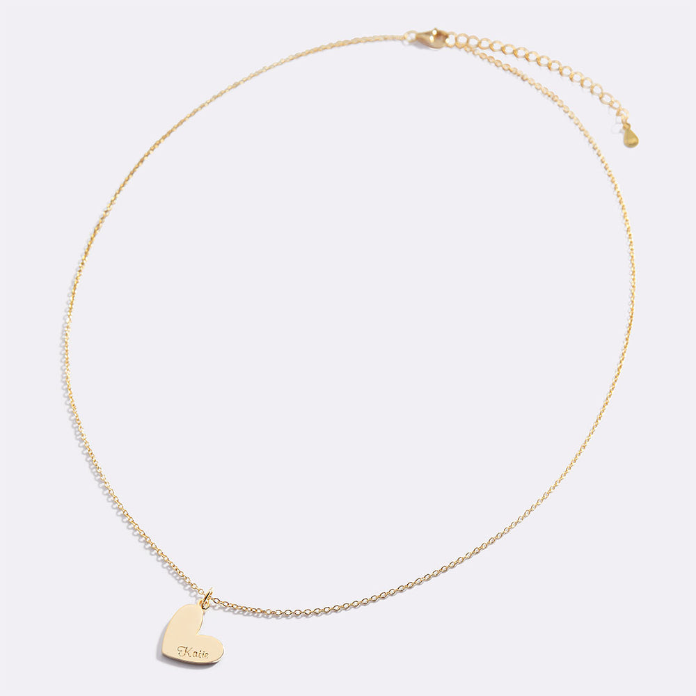 Personalized Heart Name Necklace – Mint Lily - Main Image