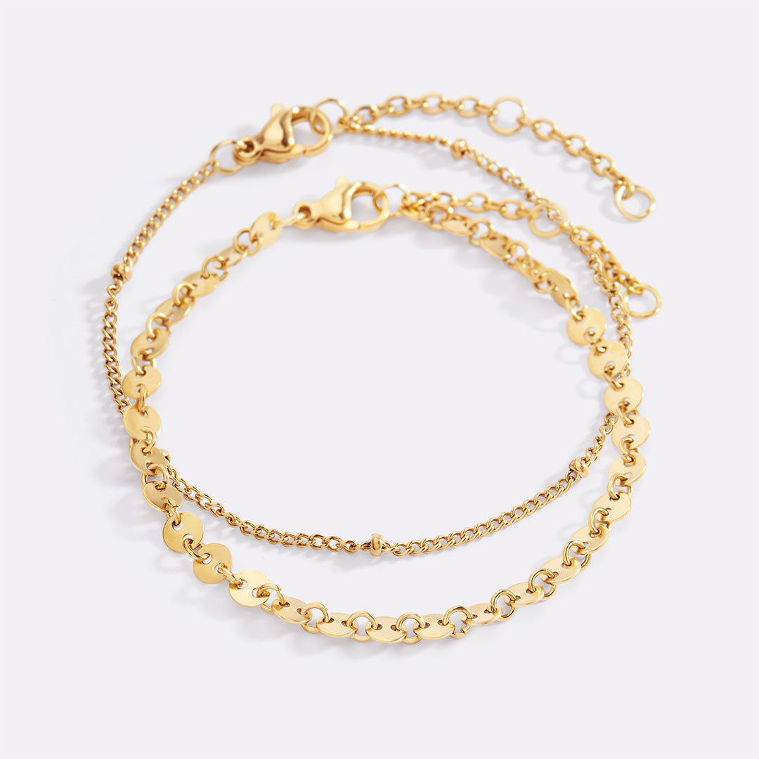 Poppy stacking bracelet set in gold — Mint & Lily