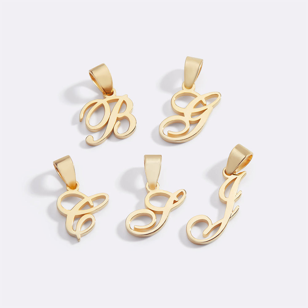 Romantic Initial Charm Pendant - 18k Gold Over Sterling Silver / A
