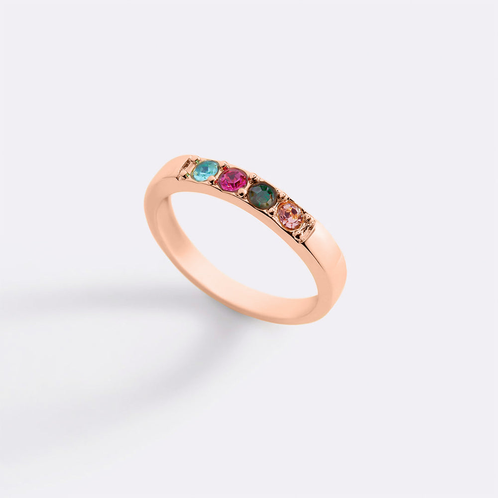 Stackable Birthstones Band Ring - 18k Rose Gold Plated / 8