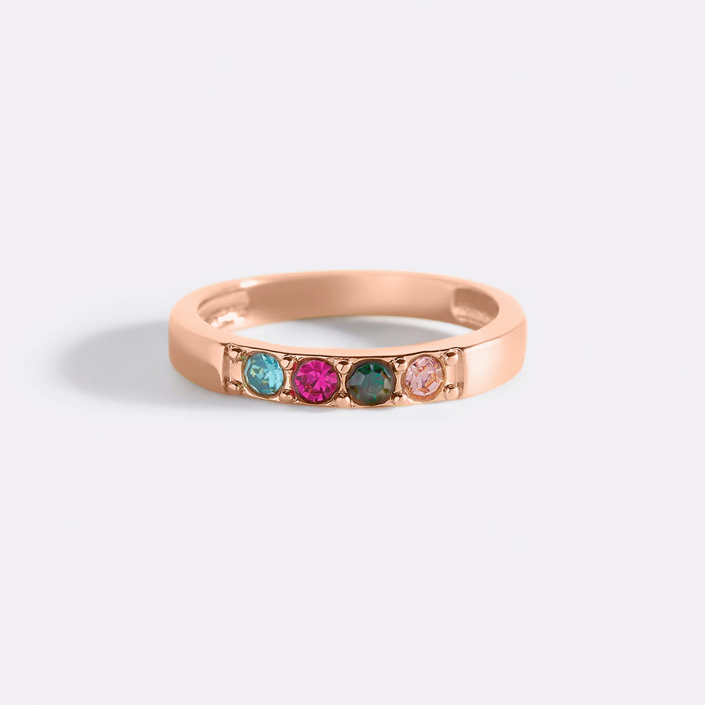 Stackable Birthstones Band Ring - 18k Rose Gold Plated / 8