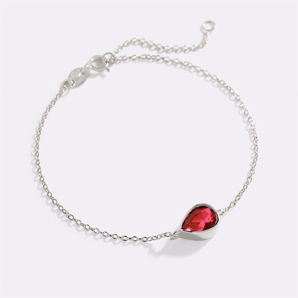 Teardrop Birthstone Bracelet - January Garnet