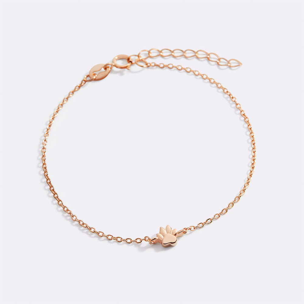 Tiny Pawprint Bracelet - 18k Rose Gold over Sterling Silver / 6.5" + 1"