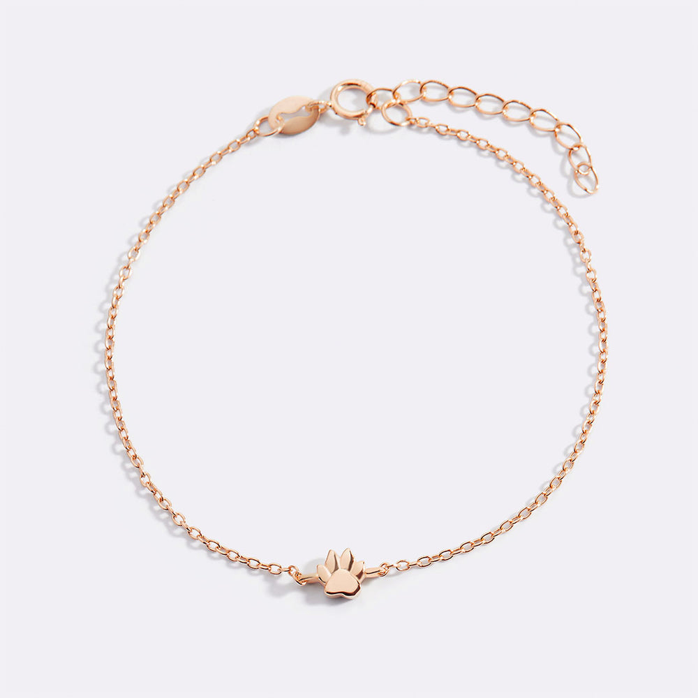 Tiny Pawprint Bracelet - 18k Rose Gold over Sterling Silver / 6.5" + 1"