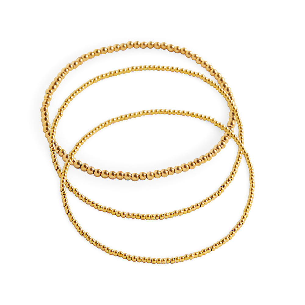 322 Beaded Bracelet Stacking Set - Gold / 6.5"