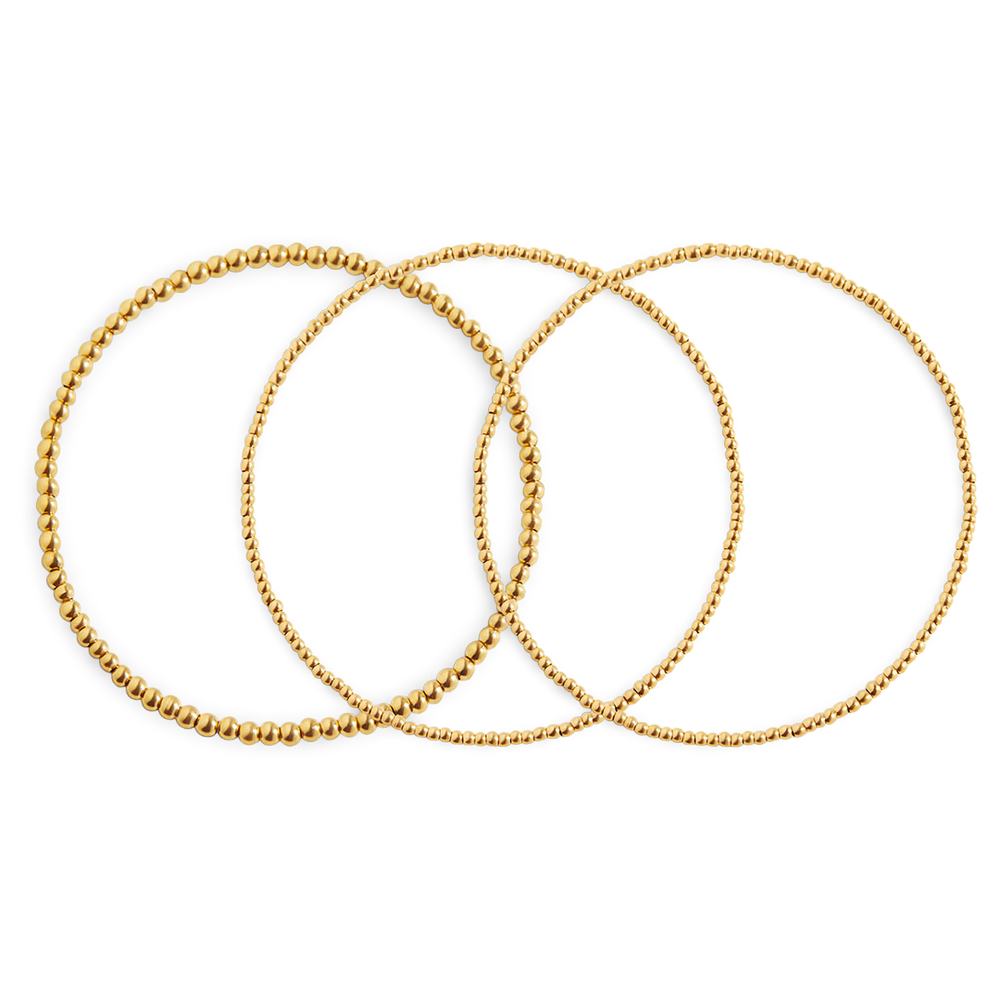 322 Beaded Bracelet Stacking Set - Gold / 6.5"