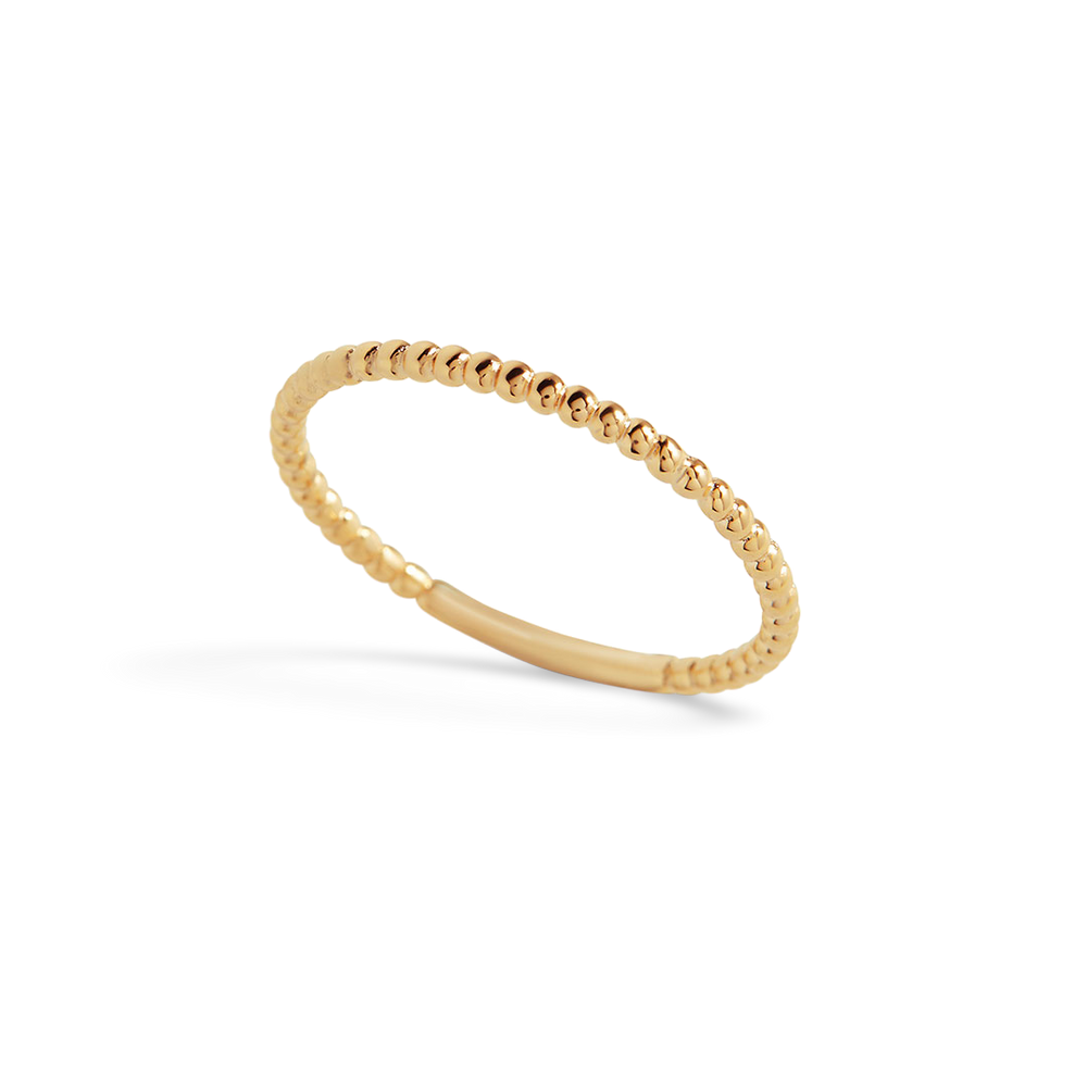 Gold Dainty Stacking Beaded Ring - 18k Gold Over Sterling Silver / 5