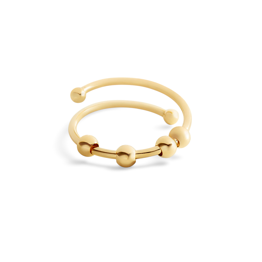 Adjustable Beaded Fidget Ring - Gold