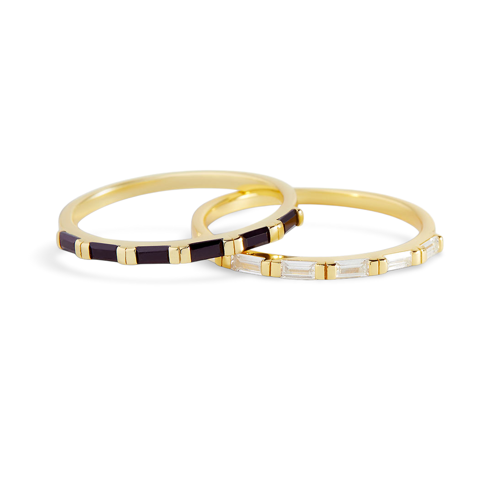 Baguette Diamond Ring - 18k Gold Over Sterling Silver / Black / 5