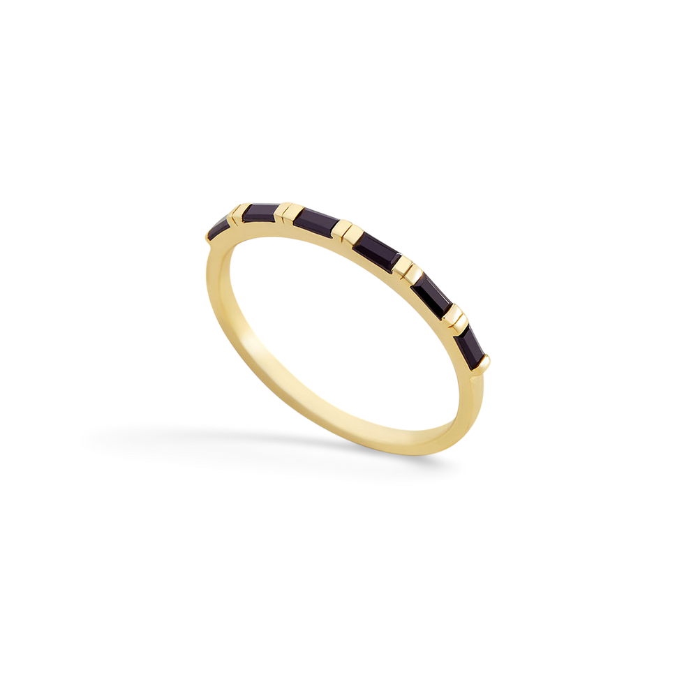 Baguette Diamond Ring - 18k Gold Over Sterling Silver / Black / 5