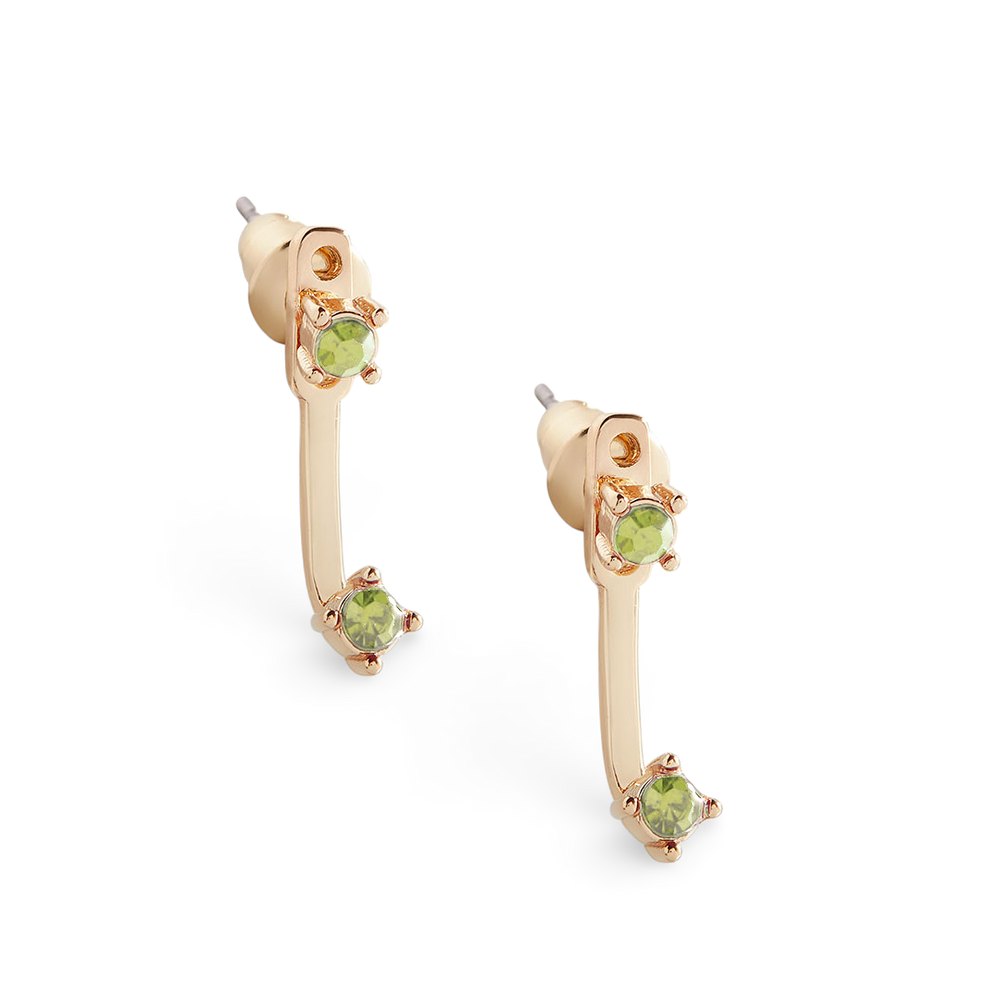 Birthstone Drop Ear Jacket Earrings - August Peridot