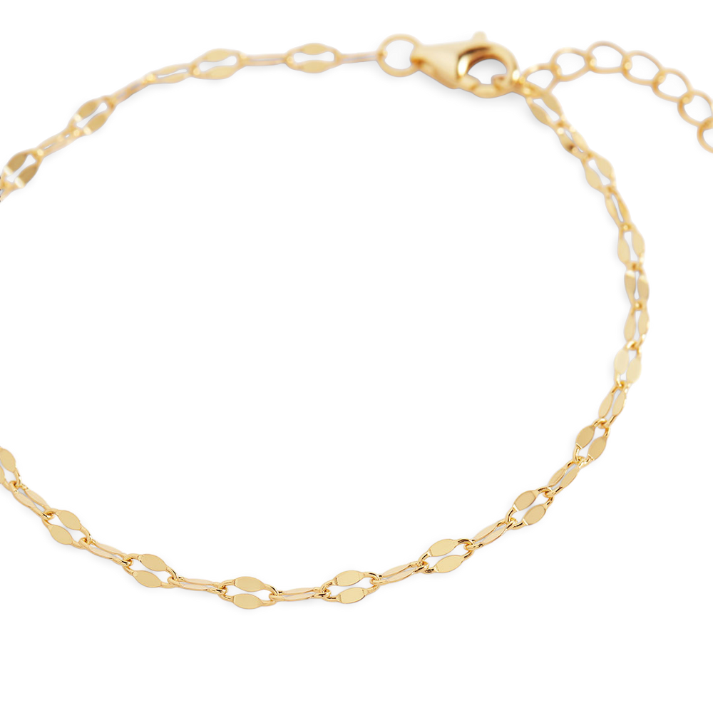 Gold chain bracelet on a white background