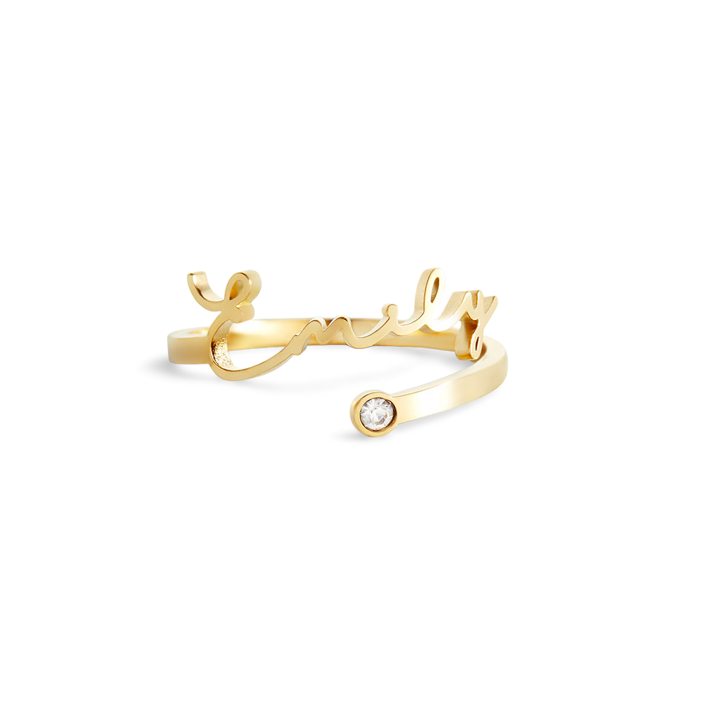Custom Name Birthstone Ring - Gold / Small (Size 4-6)