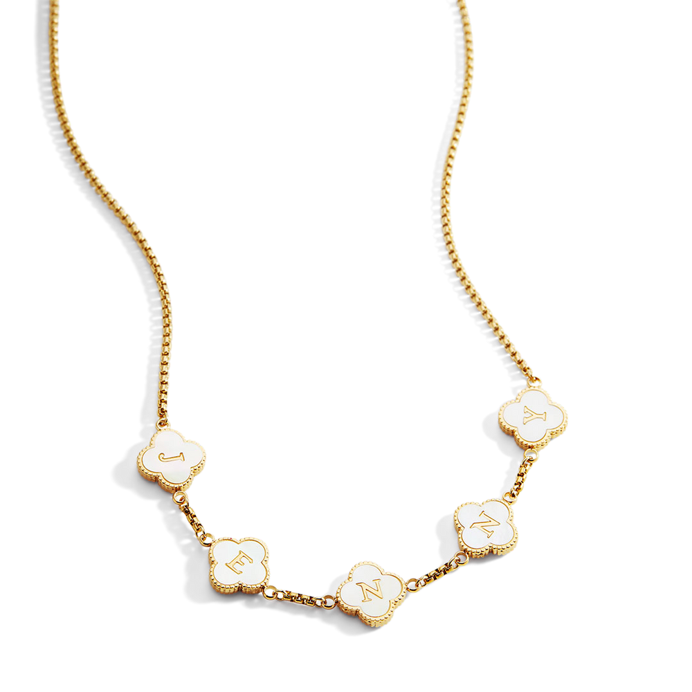 Clover Custom Name Necklace - 18k Gold Plated