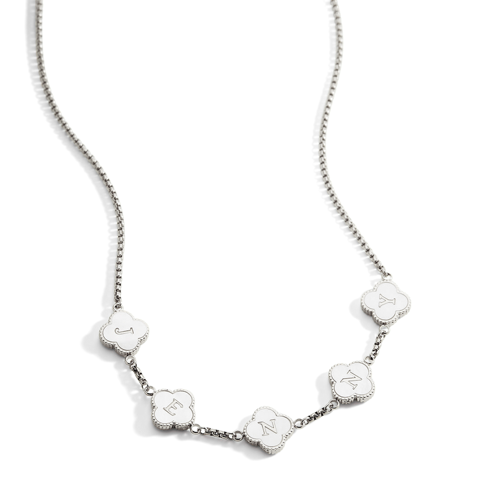 Clover Custom Name Necklace - Silver
