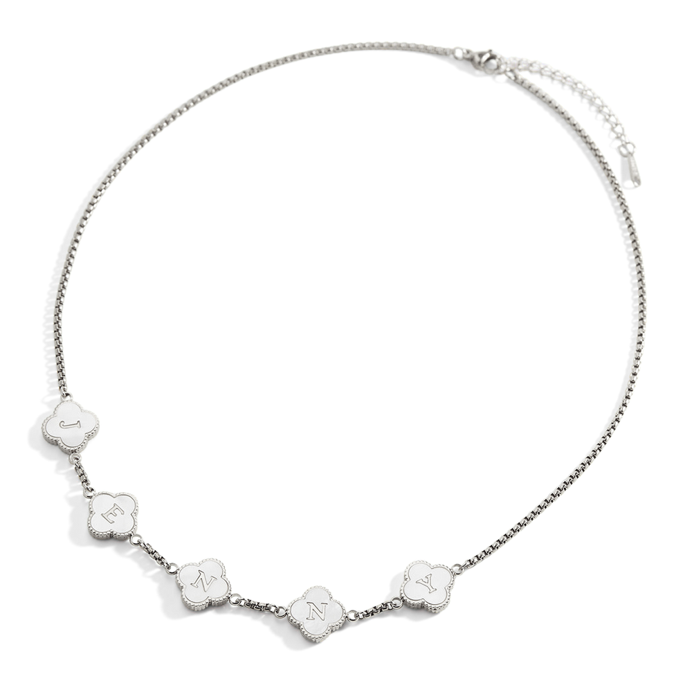 Clover Custom Name Necklace - Silver