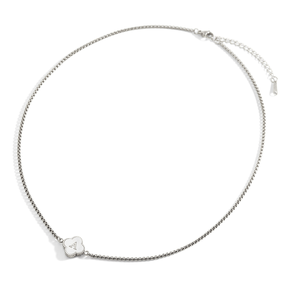 Clover Custom Name Necklace - Silver