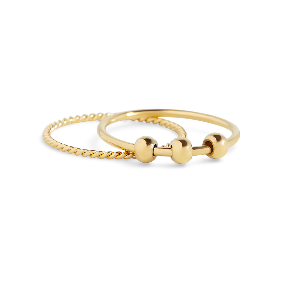 Dainty Stackable Beaded Fidget Ring Set