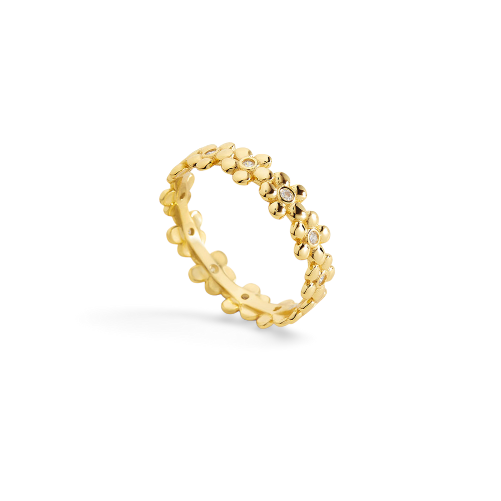Diamonds & Daisies Eternity Ring - Gold / 5
