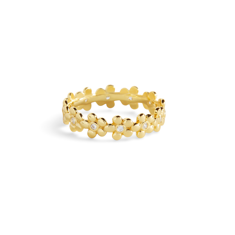 Diamonds & Daisies Eternity Ring - Gold / 5