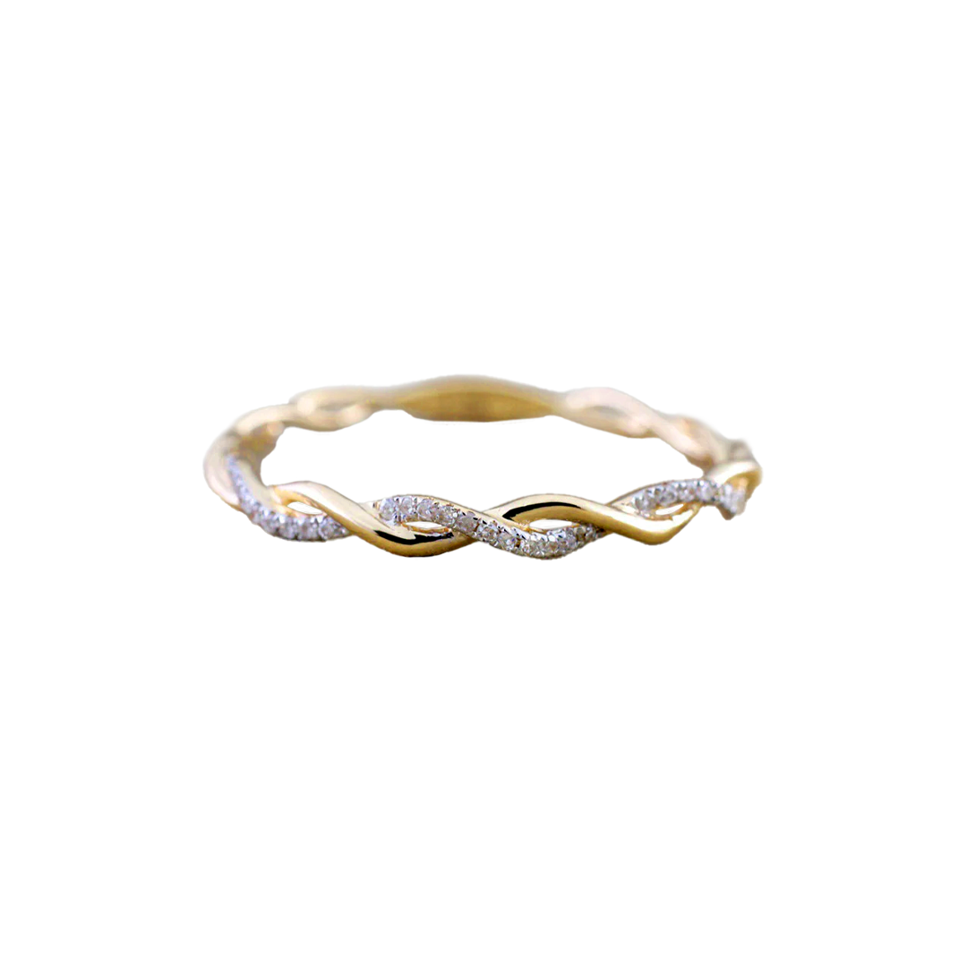 Dainty Pave Twist Stacking Ring – Mint & Lily