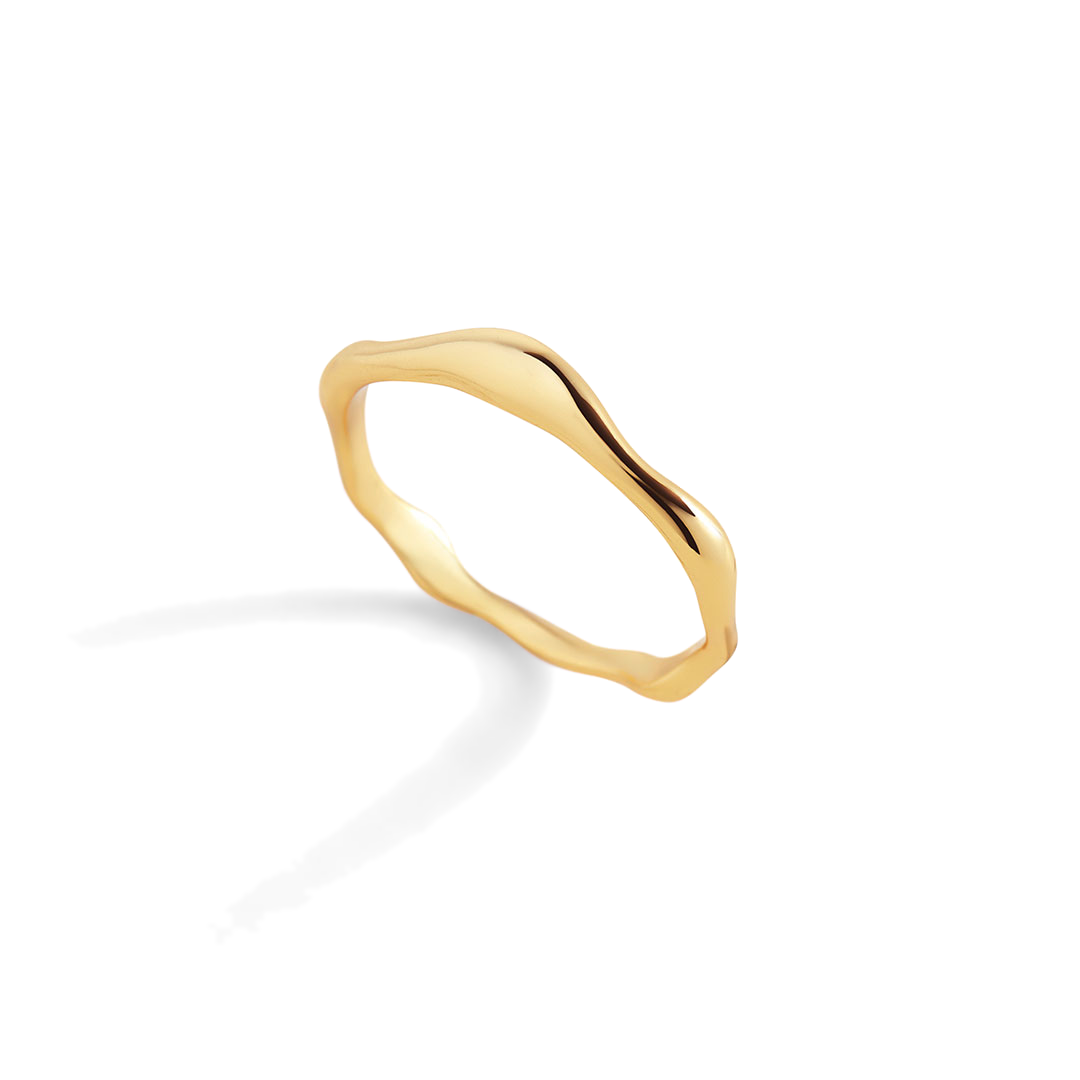 Gold ring on a light gray background