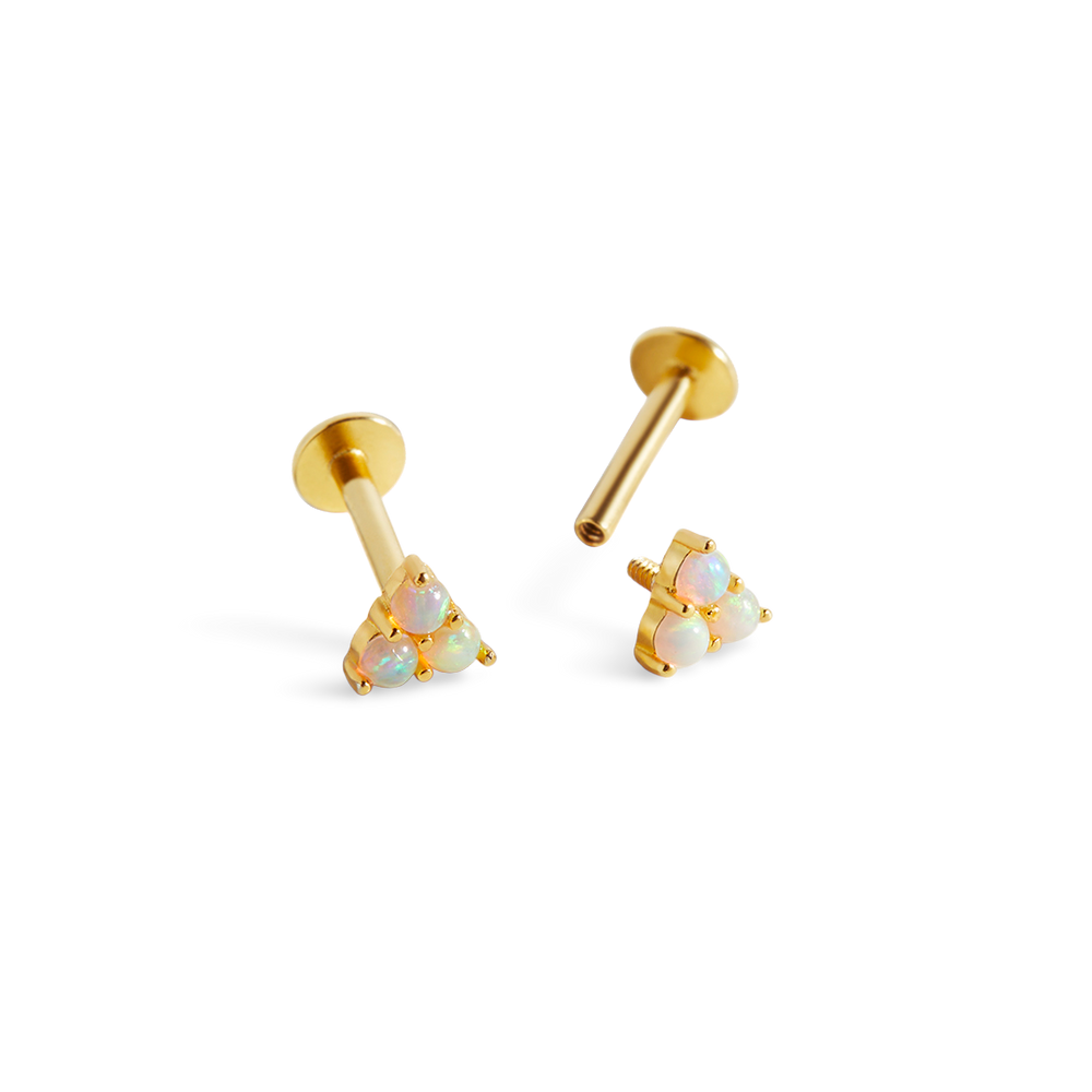 Opal Trio Sleeper Stud Earrings | 18g - Gold