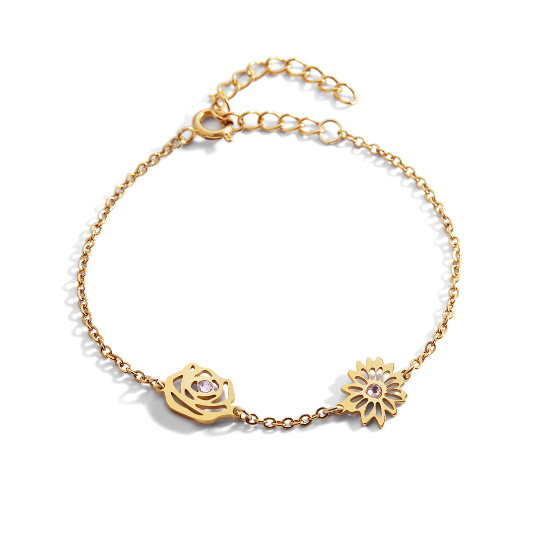 Personalized Birth Flower Charm Bracelet