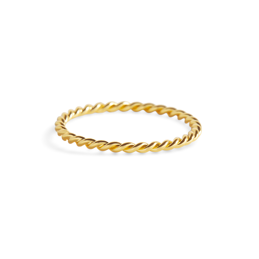Dainty Braided Stacking Ring - 18k Gold Over Sterling Silver / 5