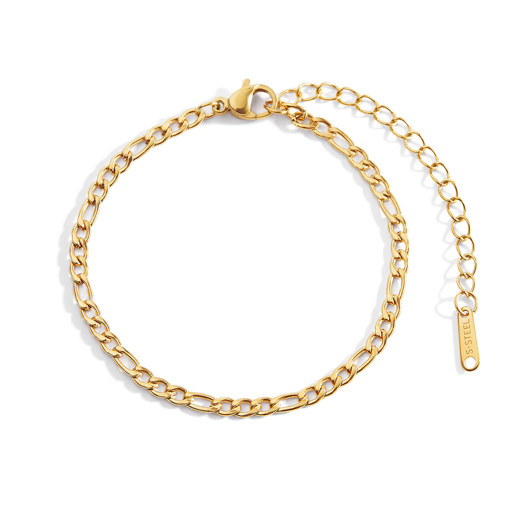Essential Figaro Chain Bracelet - Gold / 6" + 2"