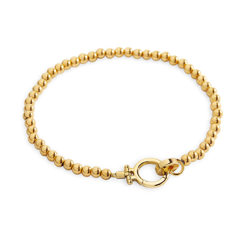 Mint Beaded Bracelet - Gold / 7"